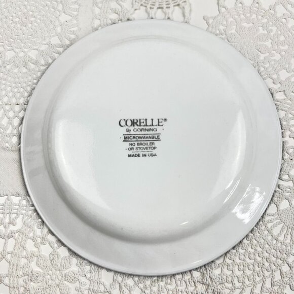 Corelle By Corning Promise 6 Salad Dessert Plates 7.25" White Navy Trim Floral - Picture 4 of 11